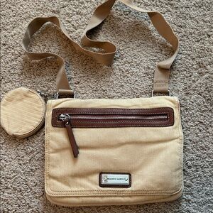 Franco Sarto Beige and Brown Messenger Bag